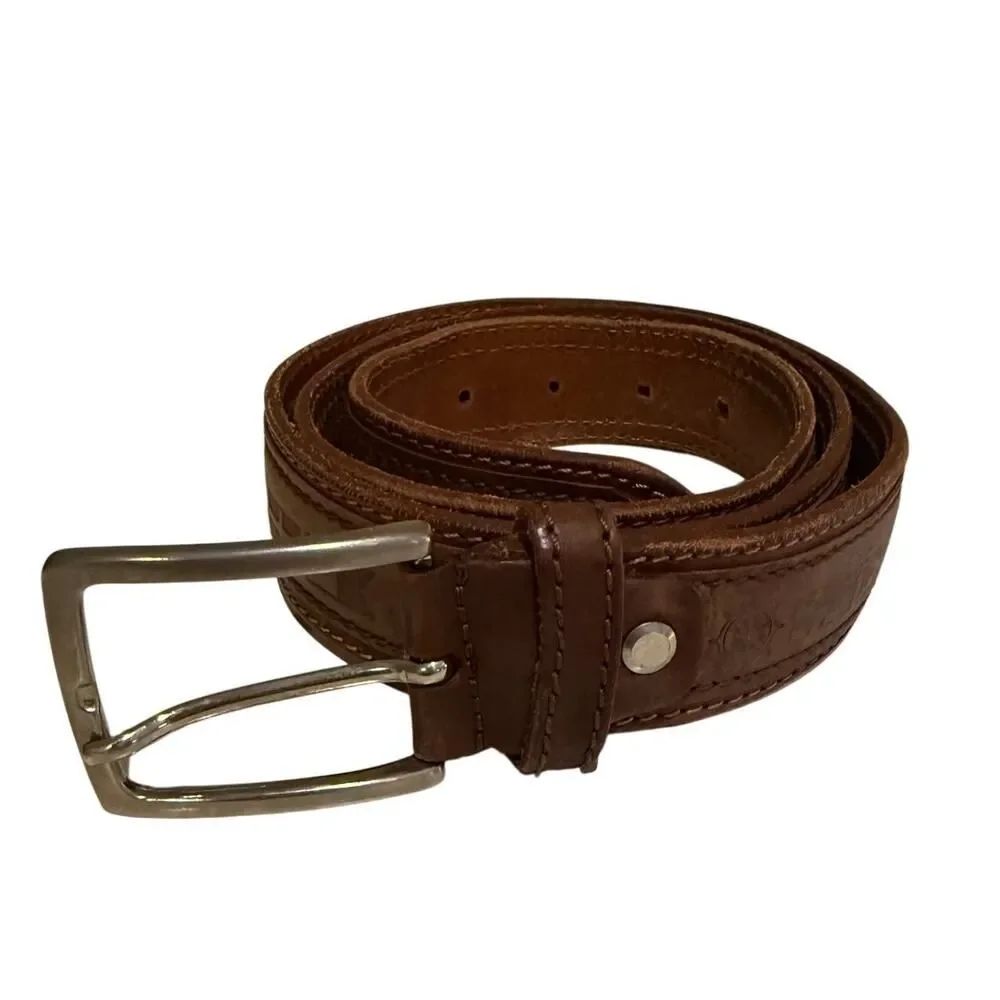 Leather Nautical Flag Belt Made in Italy Men's Sz. 35